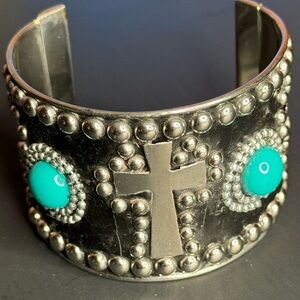 NWT MYRA Black and Turquoise Bracelet with Cross